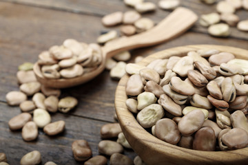 Dried broad beans scattered