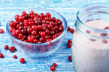 cranberry smoothie in a glass