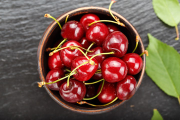 Ripe cherries in a plate