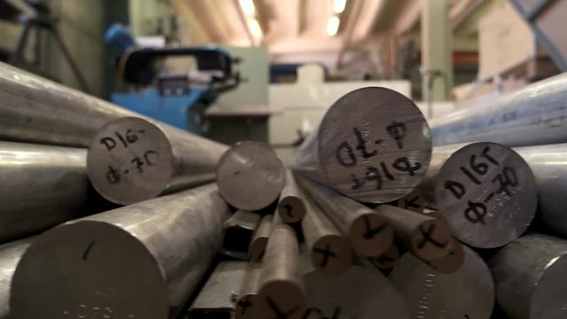 Close up of metal cylinders. Metallic tubes close up. Facts about aluminium.