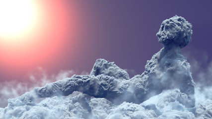 Shape of clouds like a woman figure 3d renderin