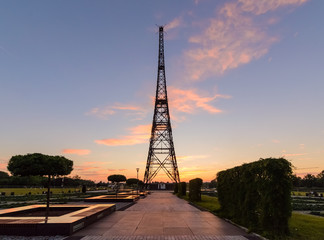 radiostation tower in Gliwice, Poland in sunset.