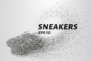 Sneakers of the particles. Sneakers consists of small circles and dots. Vector illustration