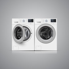 Vector illustration of  two   washers on grey background. Front view