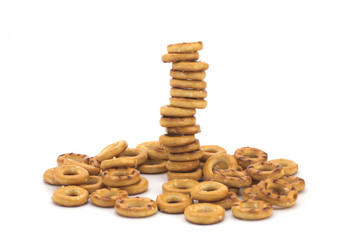 Closeup of a pile of pretzel sticks