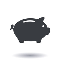 Piggy bank icon. Pictograph of moneybox. Flat design.