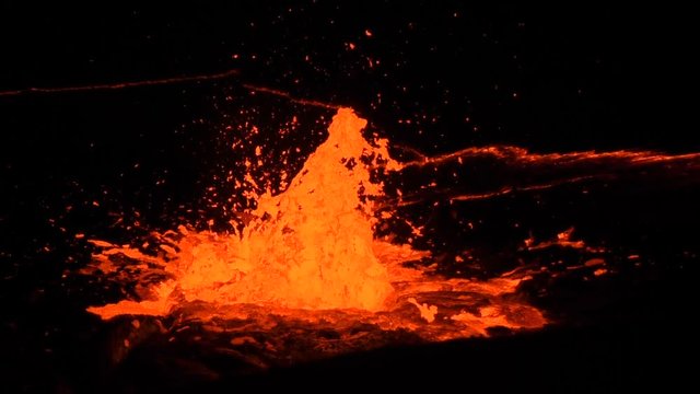 Eruption in the lava lake of the volcano Erta Ale, Ethiopia