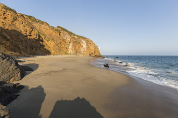 Afternoon view of secluded Pirates Cove beach at Point Dume State Park in Malibu, California.  