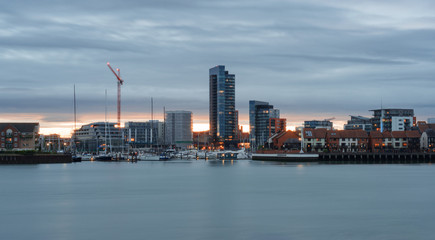 Southampton waterfront scene at sundown