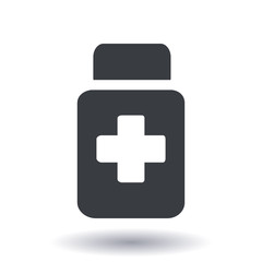 Drugs sign icon. Pack with pills. Flat design style. 