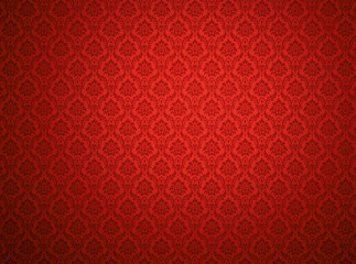 Red damask pattern background - obrazy, fototapety, plakaty
