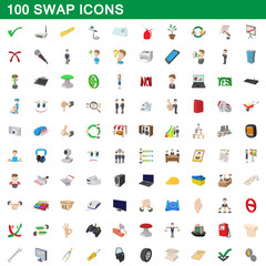 100 swap icons set, cartoon style