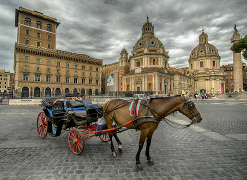 Calesse in Piazza Venezia - Roma