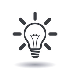 Light lamp sign icon. Idea bulb symbol. Flat design style.