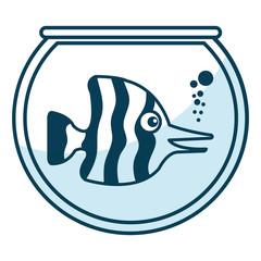 cute ornamental fish in aquarium vector illustration design