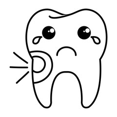 tooth character with caries vector illustration design