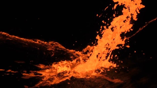 Eruption in the lava lake of the volcano Erta Ale, Ethiopia