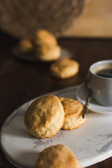homemade scones with cheese in rustic setting
