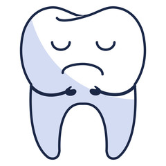 tooth sad character isolated icon vector illustration design