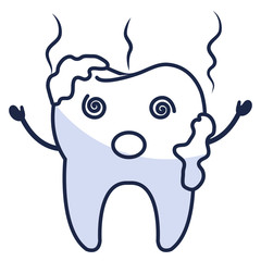 tooth dirty character isolated icon vector illustration design