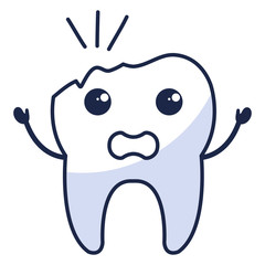 broken tooth character isolated icon vector illustration design