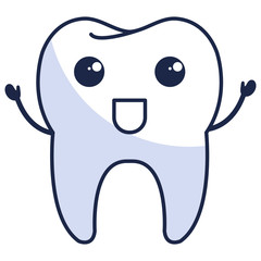 happy tooth character isolated icon vector illustration design