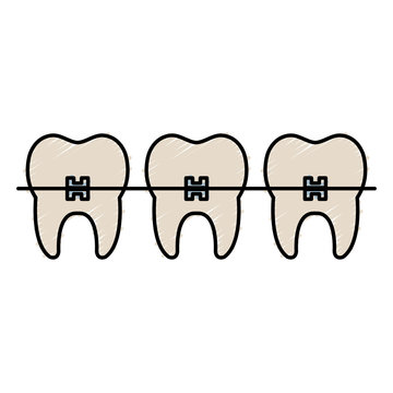 tooth with brakets isolated icon vector illustration design
