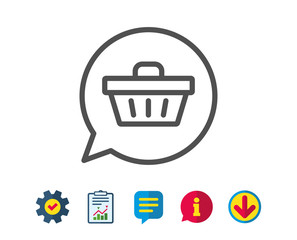 Dreaming of Gift line icon. Present box sign. Birthday Shopping symbol. Package in Gift Wrap. Report, Service and Information line signs. Download, Speech bubble icons. Editable stroke. Vector