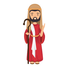 cartoon saint joseph icon over white background colorful design vector illustration