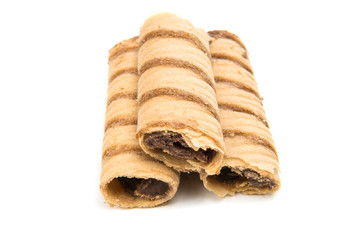 Wafer rolls with chocolate isolated