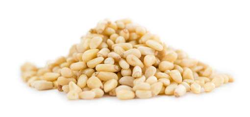 Portion of Pine Nuts isolated on white