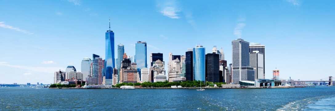 Panorama New York City Manhattan Skyline And Freedom Tower