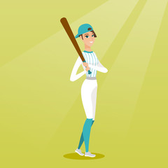 Young caucasian baseball player with a bat.