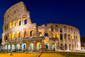 Fototapeta na wymiar View of Colosseum in Rome at sunrise, Italy, Europe