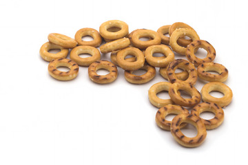 salty cracker pretzel sticks isolated on white background