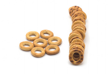 Salted pretzels isolated on a white background