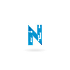 Letter N icon. Technology Smart logo, computer and data related business, hi-tech and innovative, electronic.