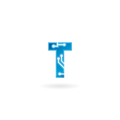 Letter T icon. Technology Smart logo, computer and data related business, hi-tech and innovative, electronic.