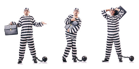 Convict criminal in striped uniform