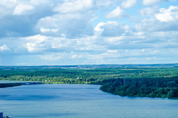 The picturesque Svisloch River flows into the Drozdy reservoir in Minsk.