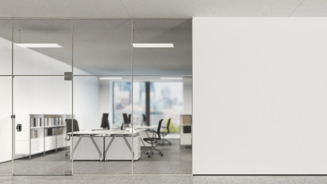 Blank wall in modern office