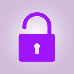 Unlock icon. Flat design style. Access to the user.