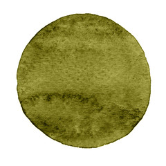 Olive circle painted with watercolor on a white background