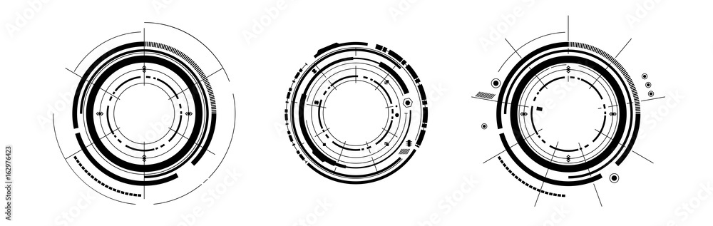 Poster set of hud ui elements future futuristic icon design isolated