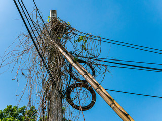 Power pole with disorganized wire, Electricity pole are cluttered
