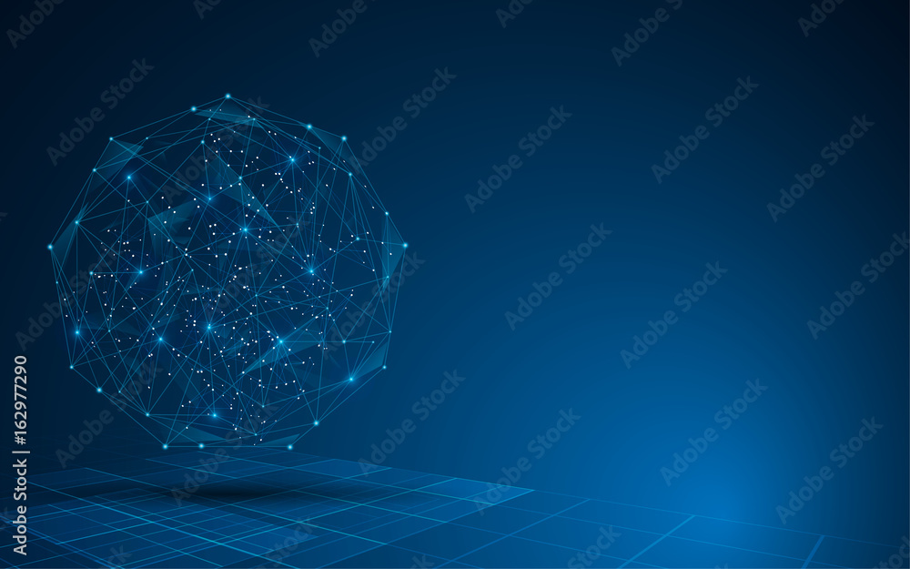 Poster innovation tech polygonal networking connection complex concept background