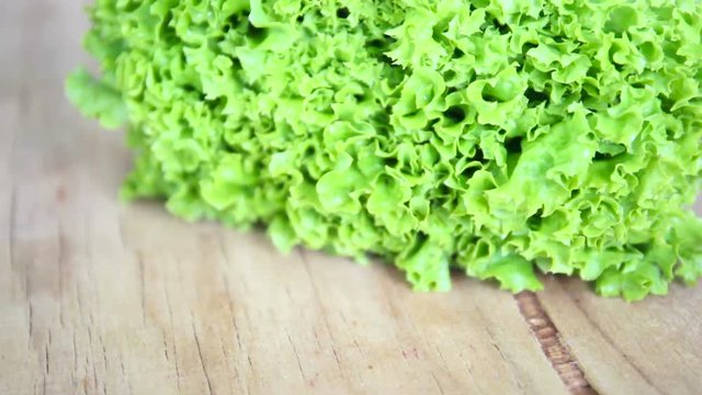 Still life with spinning bunch of fresh green salad isolated on white background (macro close up)