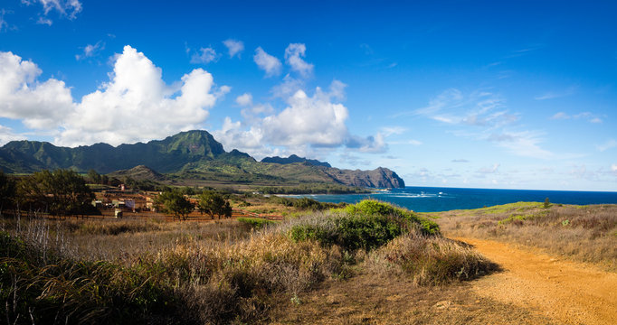 Hawaiian Ranch on Maha' ulepu Trail with Kawelikoa Point in Distance