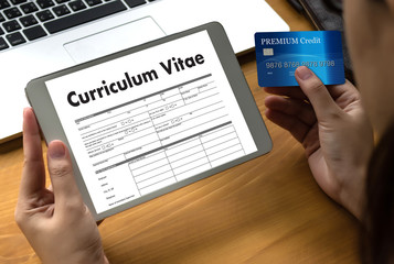 CV - Curriculum Vitae (Job interview concept with business CV resume) , BUSINESS OFFICE BUSINESSMAN WORKING application job