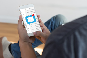 Mail Communication Connection message to mailing contacts phone Global Letters Concept